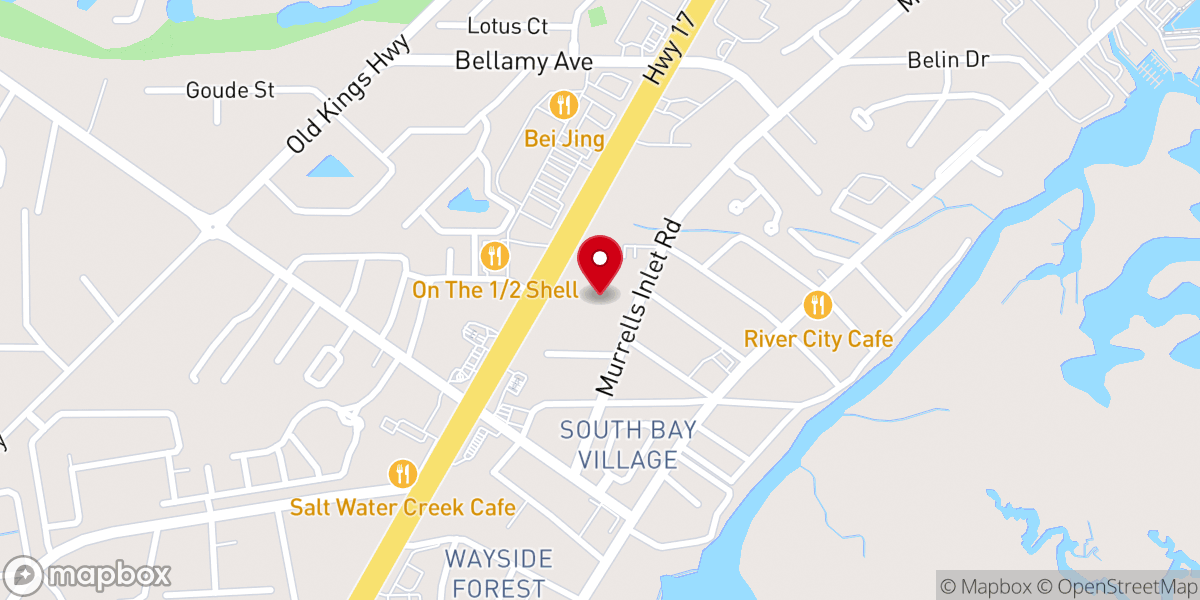 Map showing location of Murrells Inlet Presbyterian Church