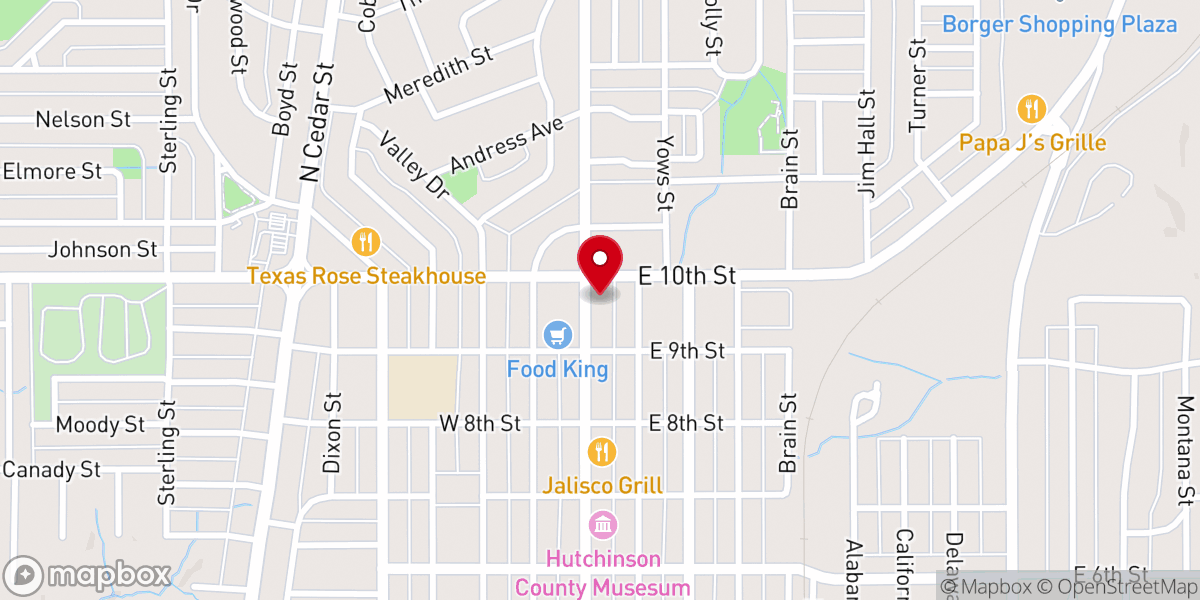 Map showing location of Panhandle Community Services - Borger