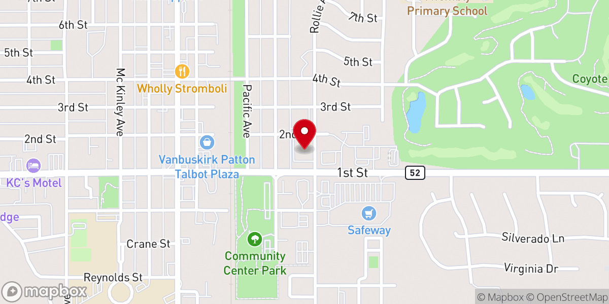 Map showing location of 1st Street Church