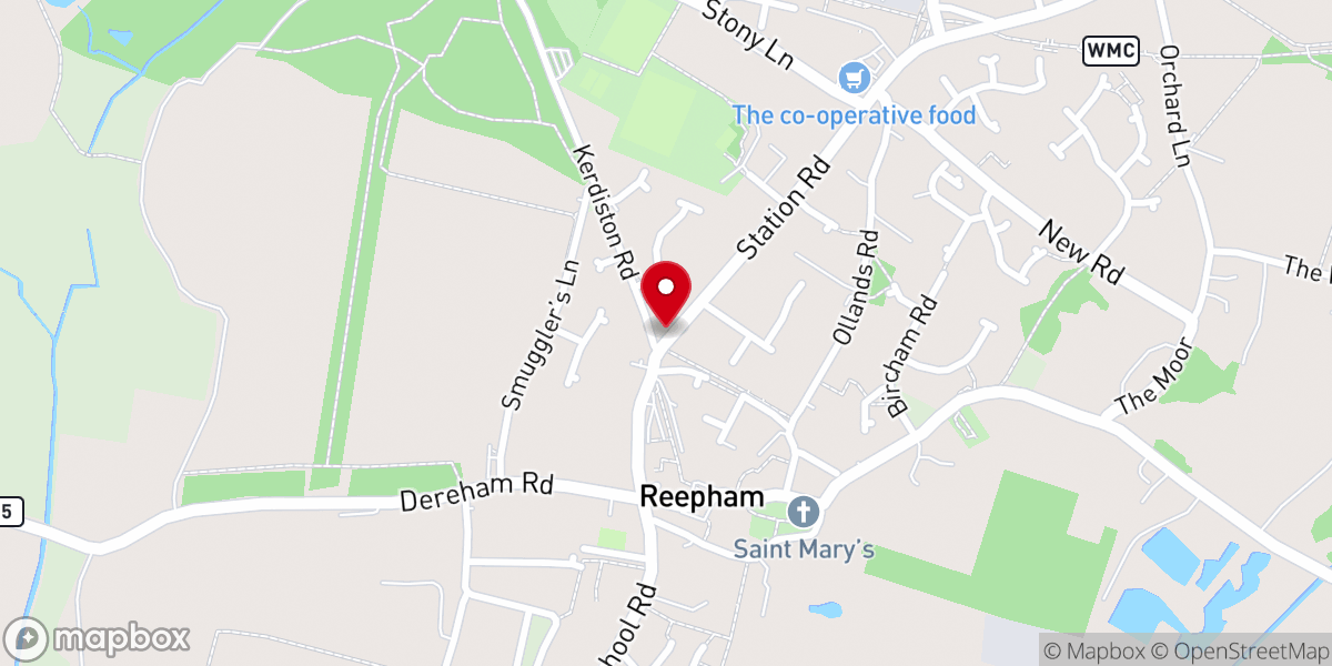 Map showing location of Reepham Methodist Church
