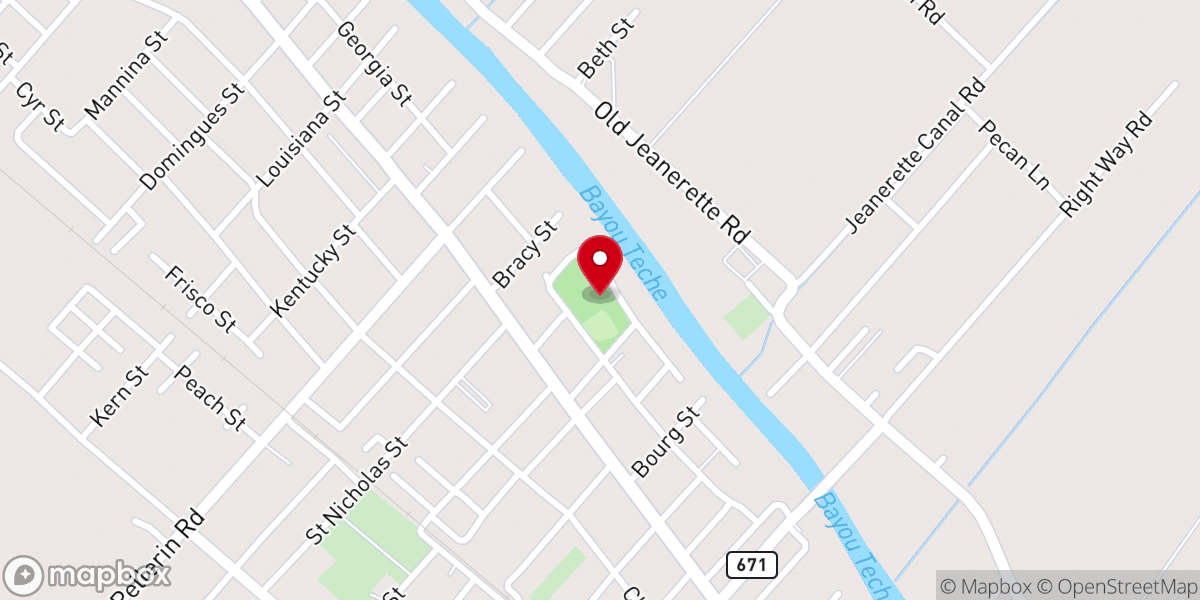 Map showing location of T.J. Viator Park (Jeanerette City Park)