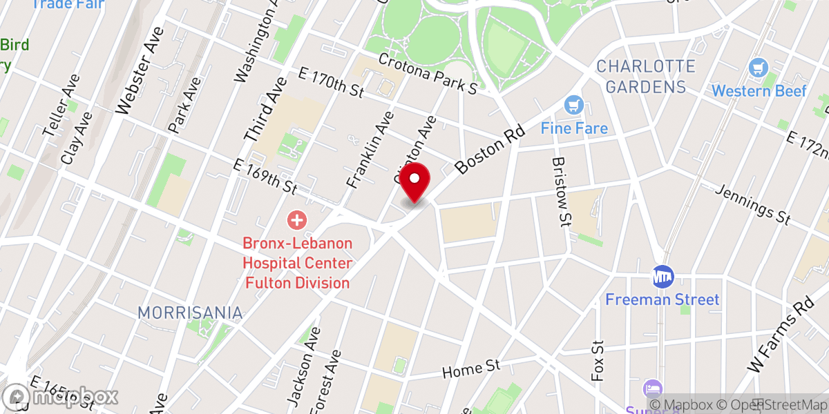 Map showing location of Urban Pathways Boston Road Apartments