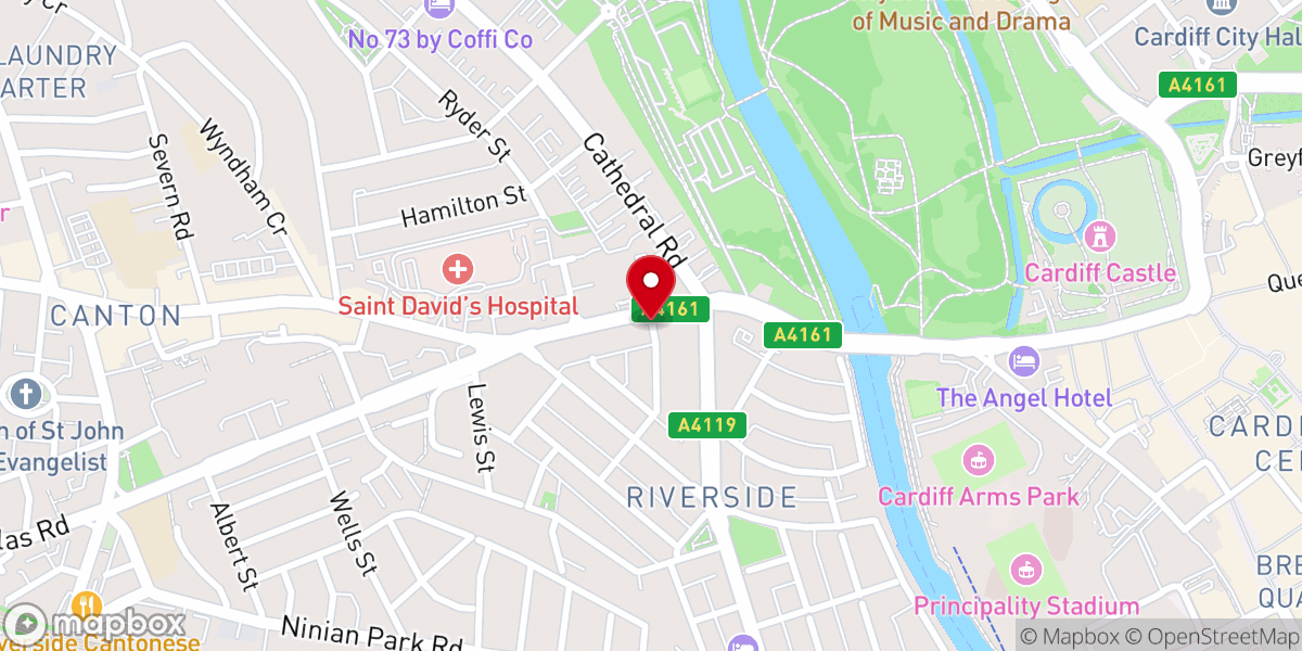 Map showing location of Cardiff Tamil Church