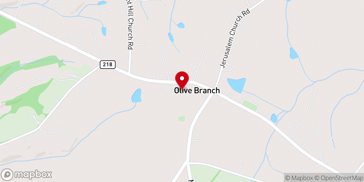 Map showing location of Olive Branch Baptist Church