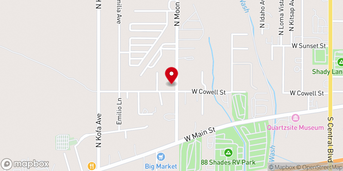Map showing location of Friends of the Quartzsite Food Bank
