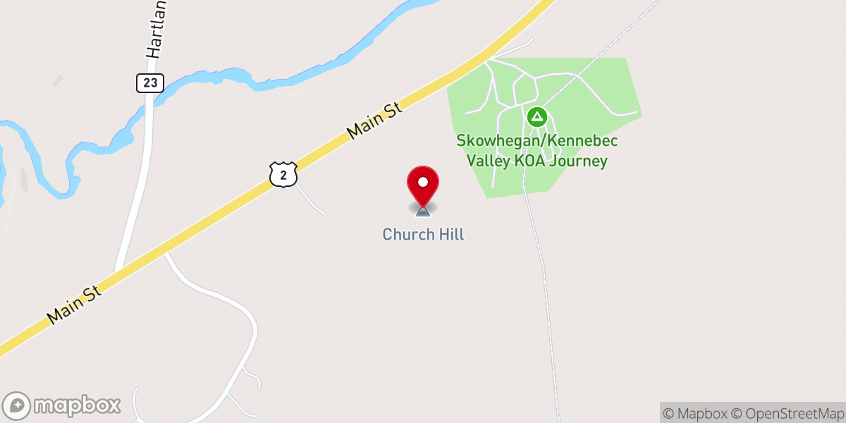 Map showing location of Church Hill