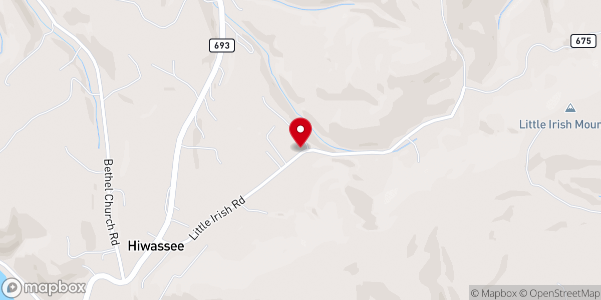 Map showing location of Hiwassee Church of the Brethren