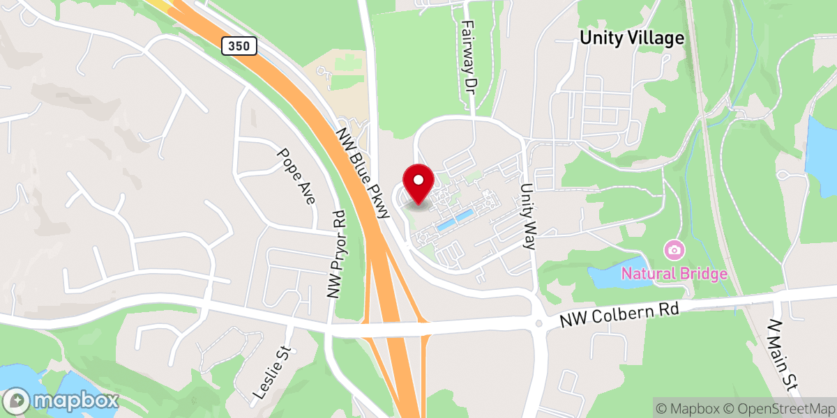 Map showing location of Unity Village Chapel