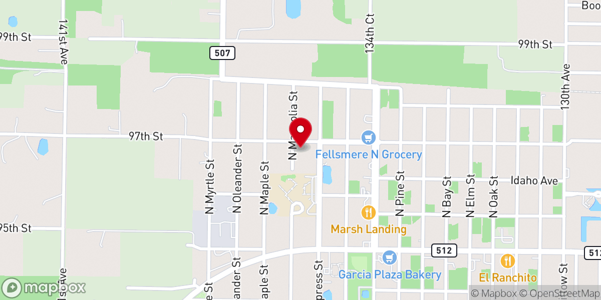 Map showing location of Fellsmere First Baptist Church