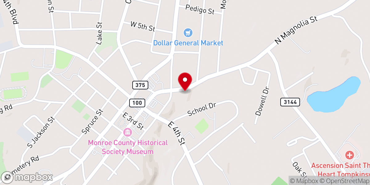 Map showing location of Monroe Baptist Association