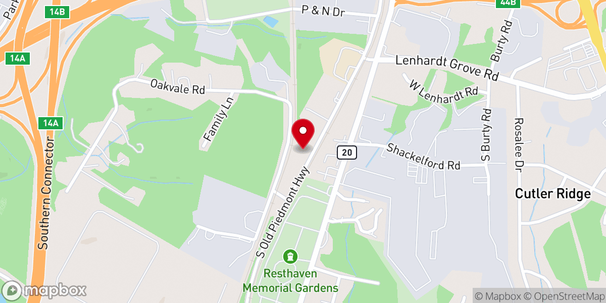 Map showing location of Shady Grove Baptist Church