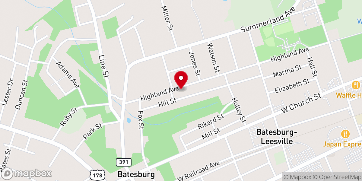 Map showing location of Twin City Church