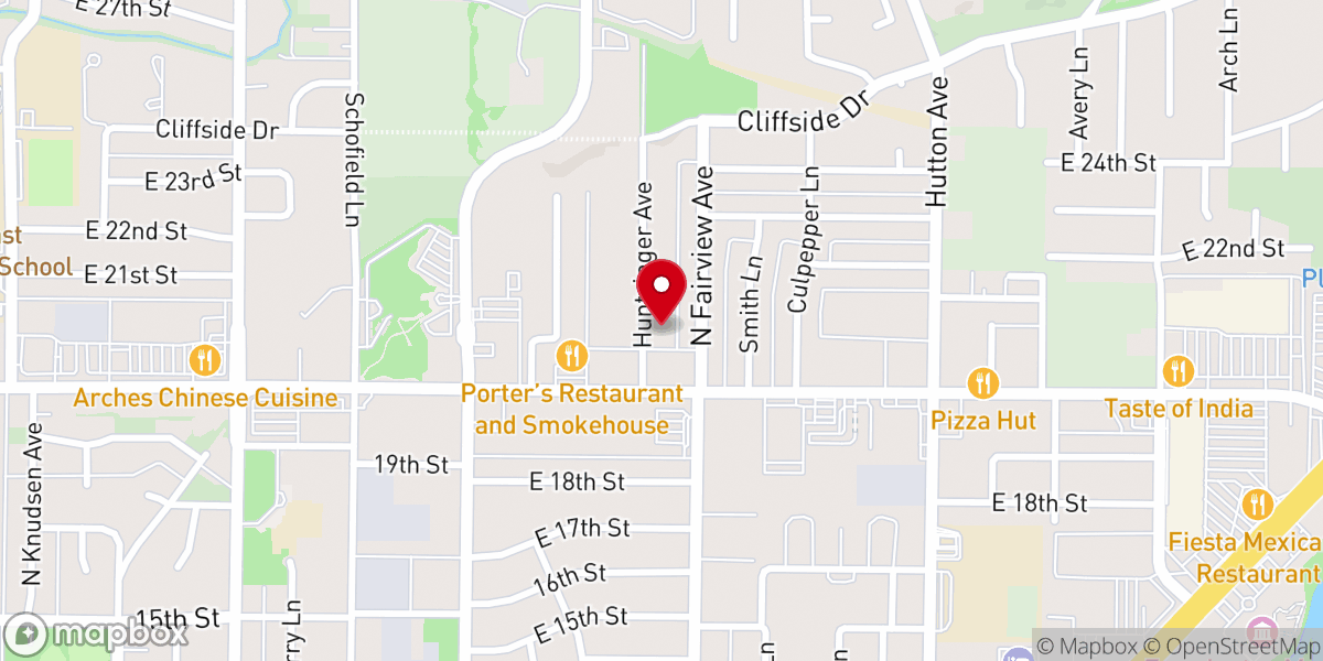 Map showing location of Eastside Church of Christ
