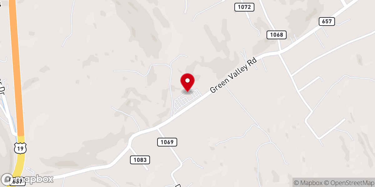 Map showing location of Green Valley Baptist Church