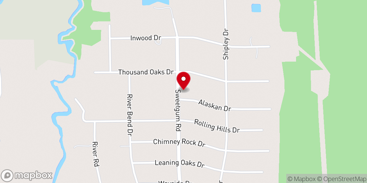 Map showing location of First Baptist Church of Bevil Oaks