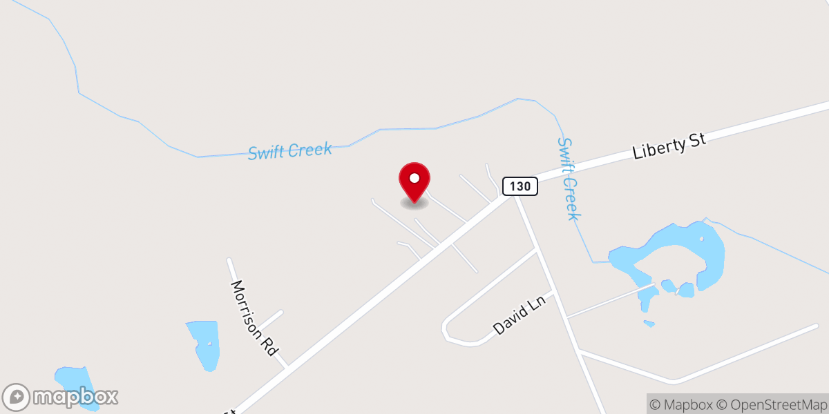 Map showing location of Bible Baptist Church