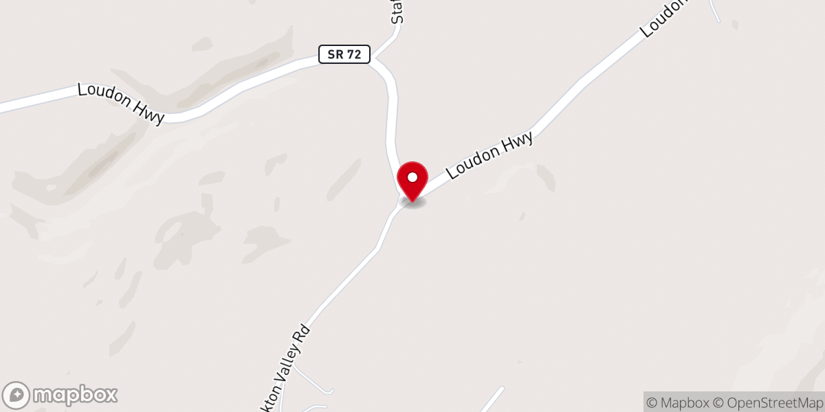 Map showing location of Stockton Valley Church