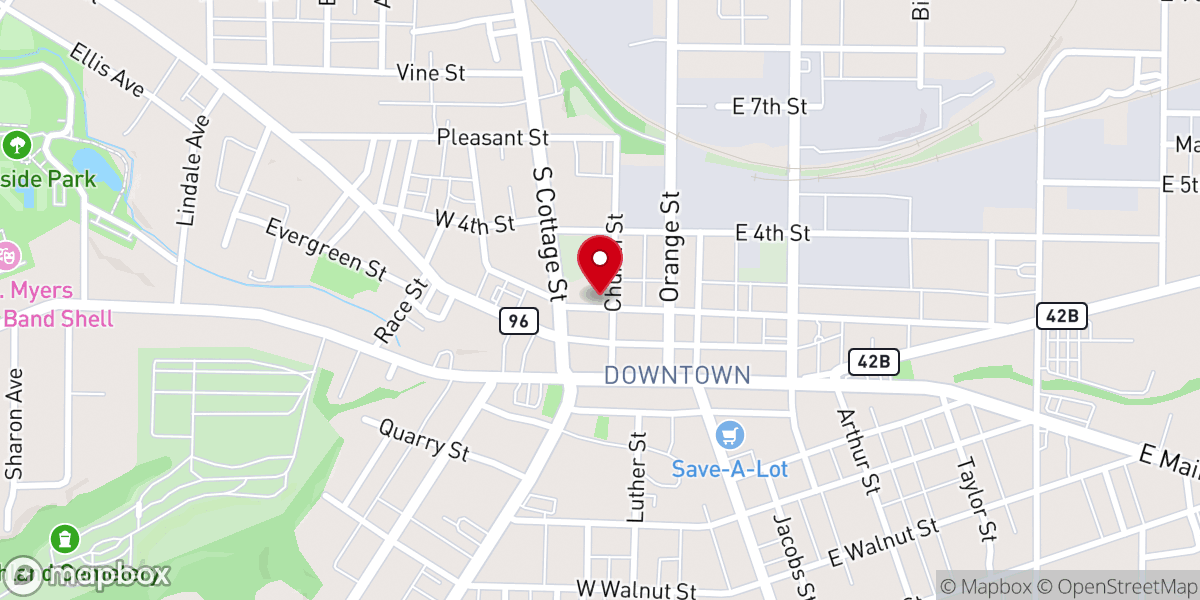 Map showing location of First Presbyterian Church of Ashland