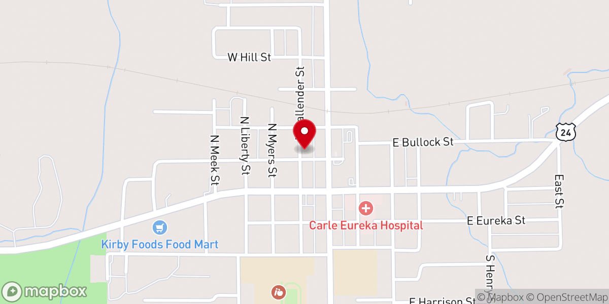 Map showing location of Eureka City Hall