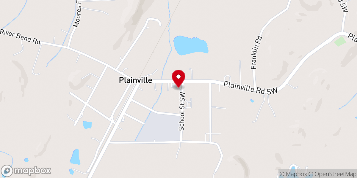 Map showing location of Plainville Fellowship Baptist