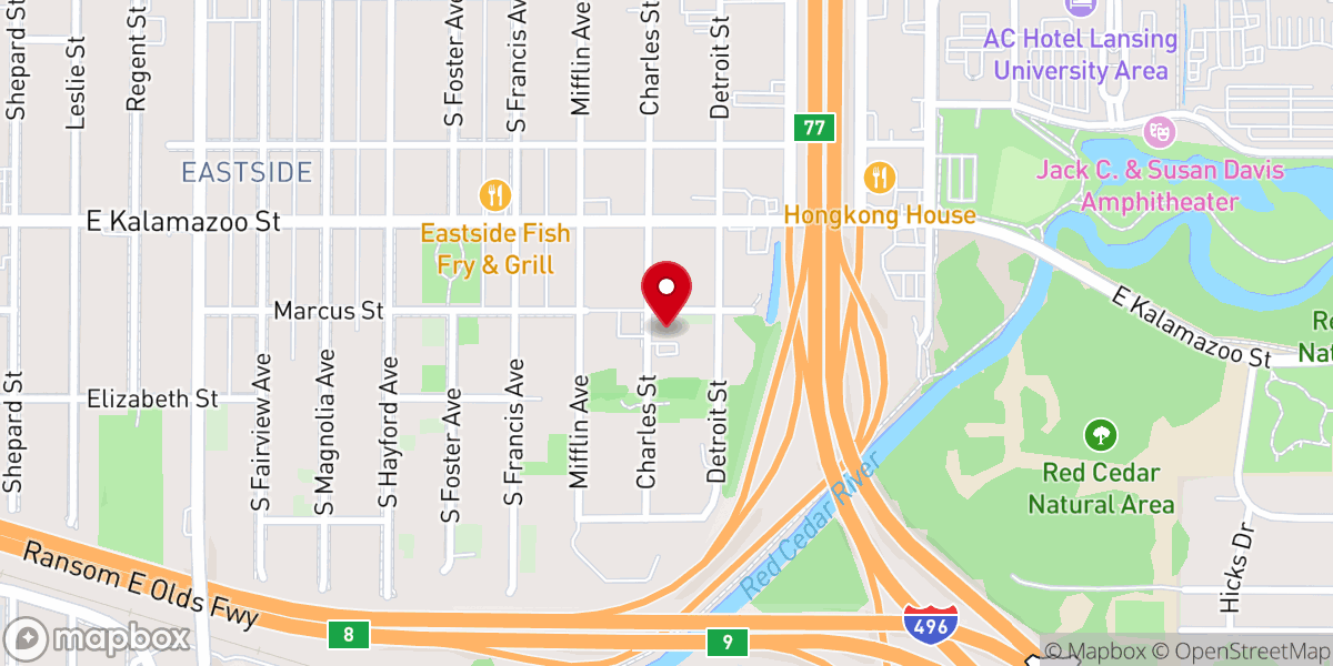 Map showing location of Robinson Memorial Church-God
