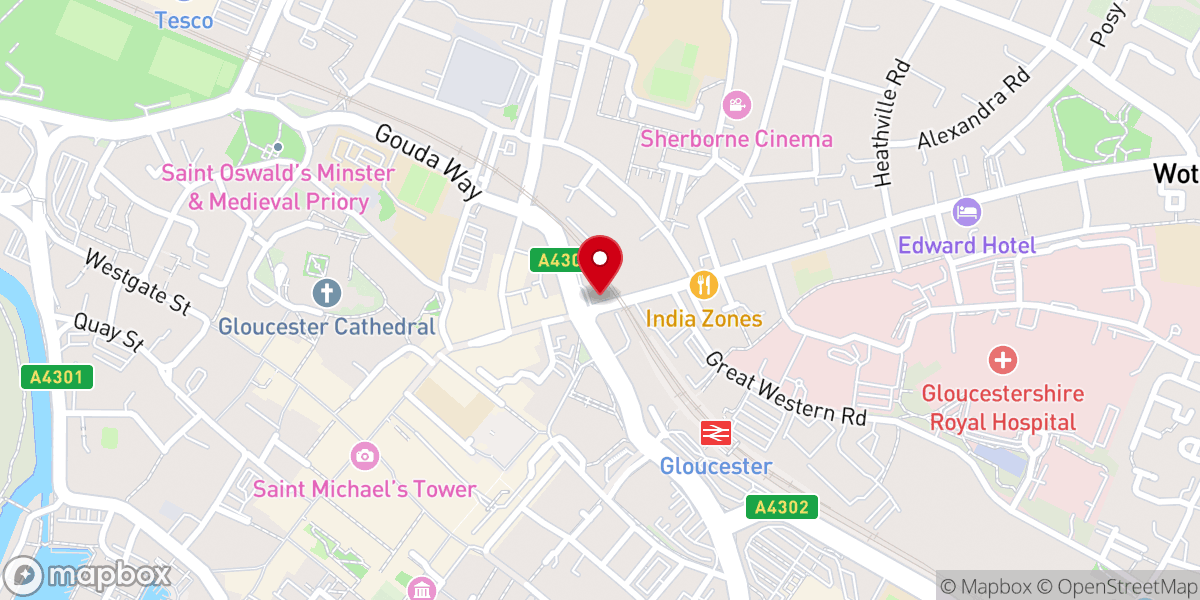 Map showing location of St Peter's Catholic Church