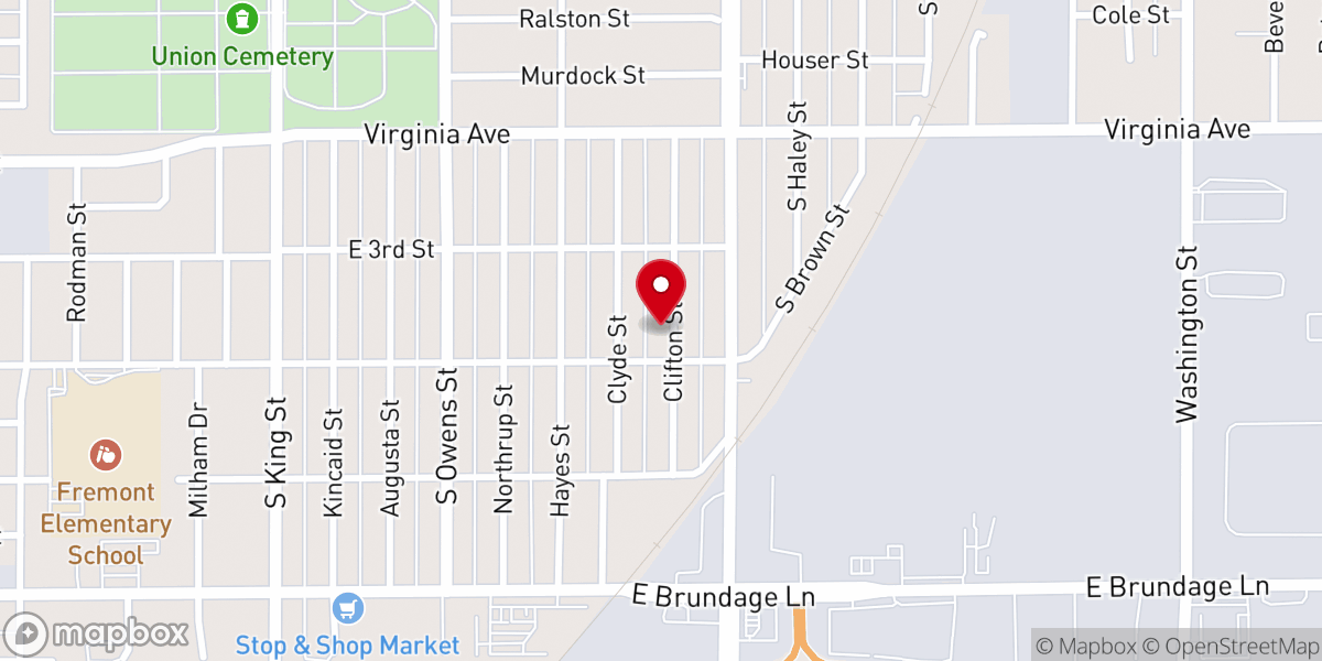 Map showing location of Liberty Baptist Church