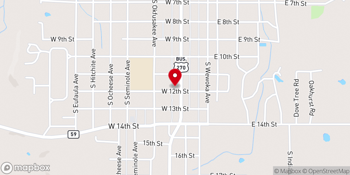 Map showing location of Blessed Rock Free Will Baptist Church