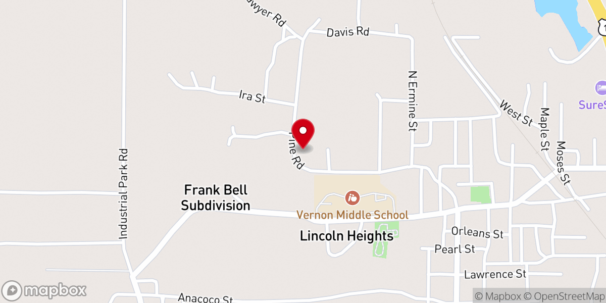 Map showing location of Ellen Burr Baptist Church