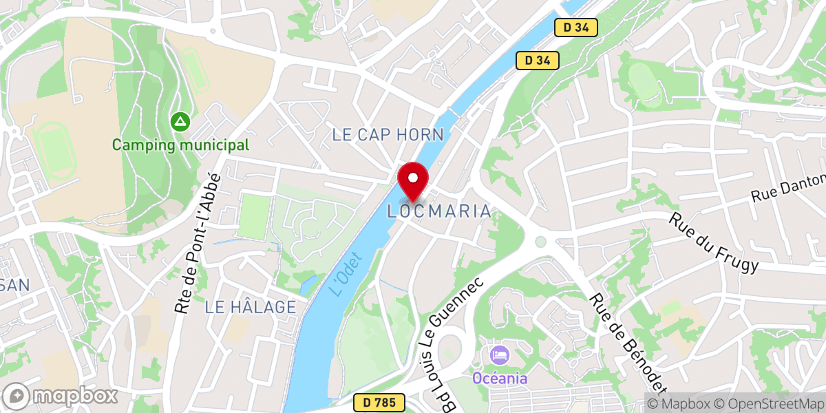 Map showing location of Jardin de Locmaria