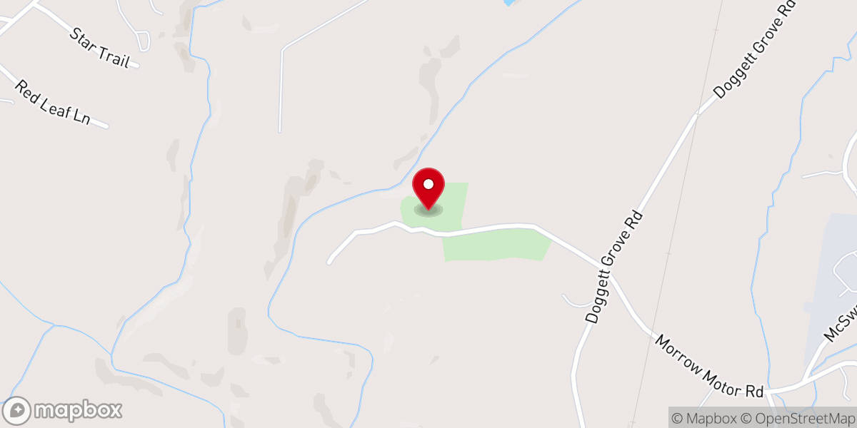 Map showing location of Doggett Grove Church