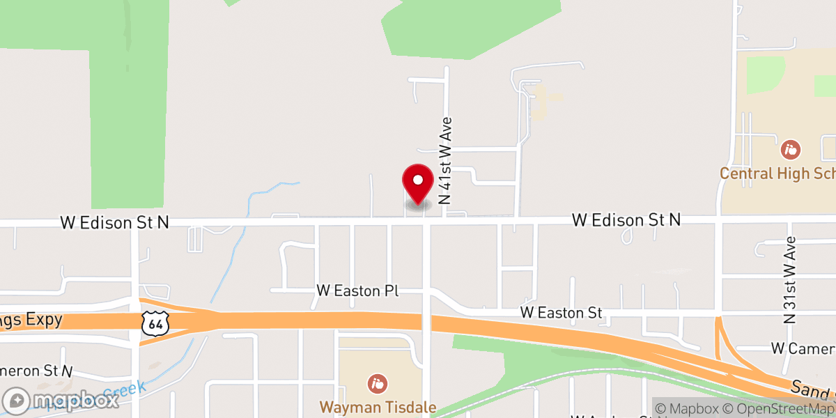 Map showing location of Lawnwood Free Will Baptist Church