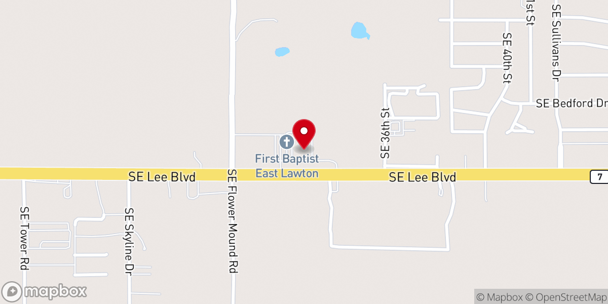 Map showing location of First Baptist East Lawton