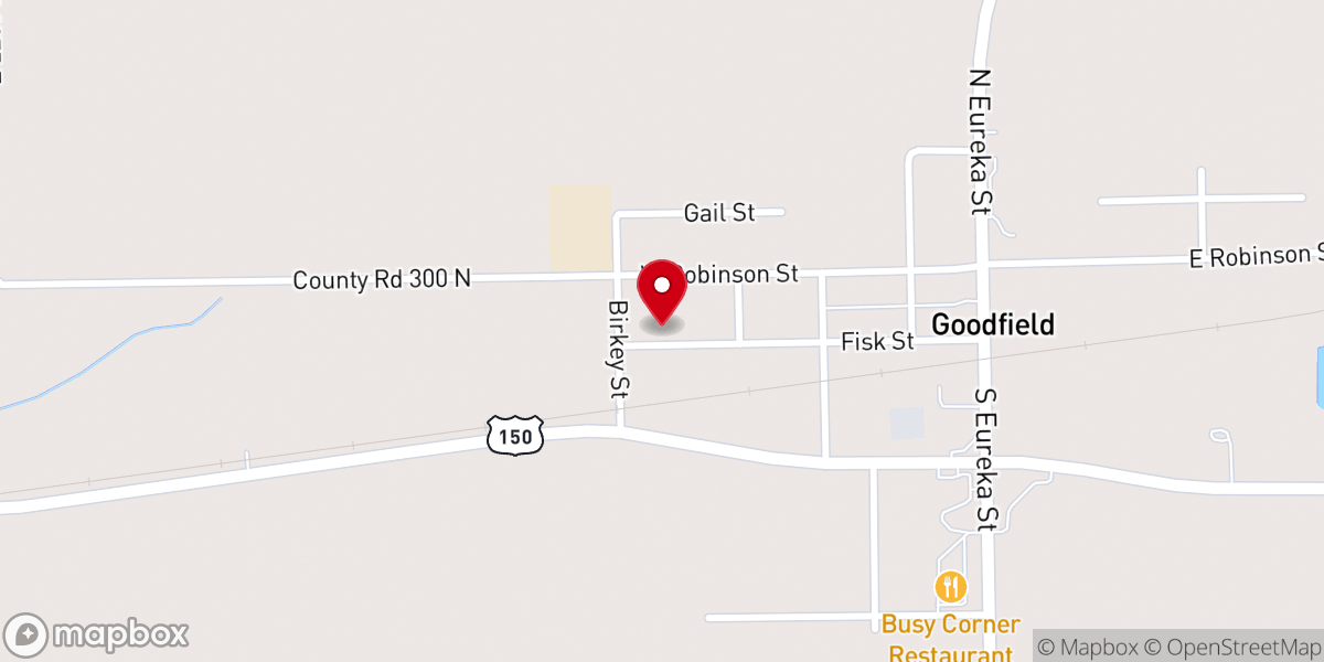 Map showing location of Goodfield Apostolic Christian Church