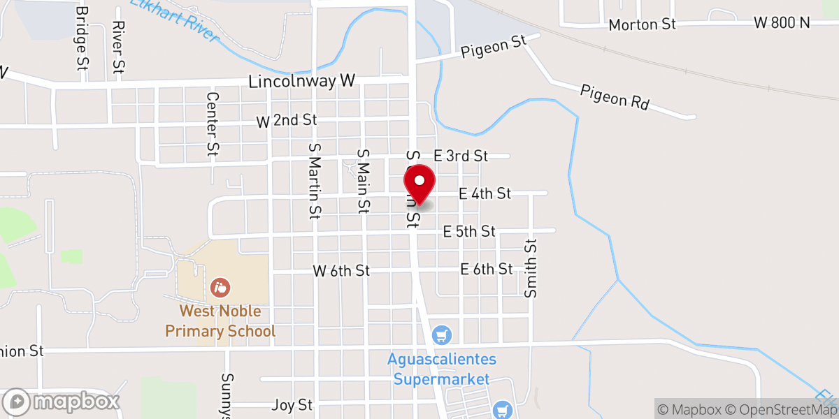 Map showing location of Ligonier Presbyterian Church