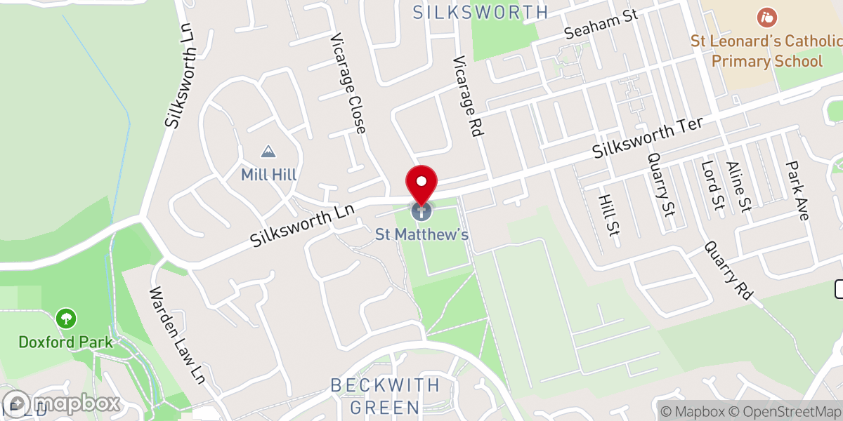 Map showing location of St Matthew's Church