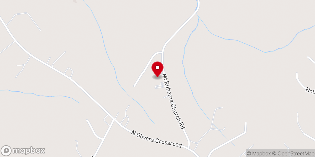 Map showing location of Mt Ruhama Baptist Church