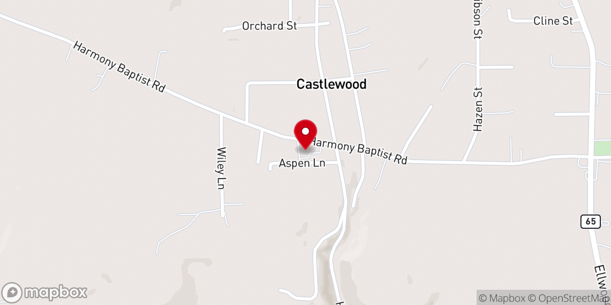 Map showing location of Castlewood Alliance Church