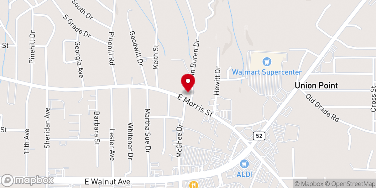 Map showing location of Calvary Baptist Church
