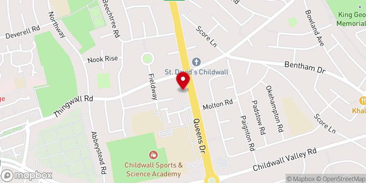 Map showing location of Christ the King Roman Catholic Church