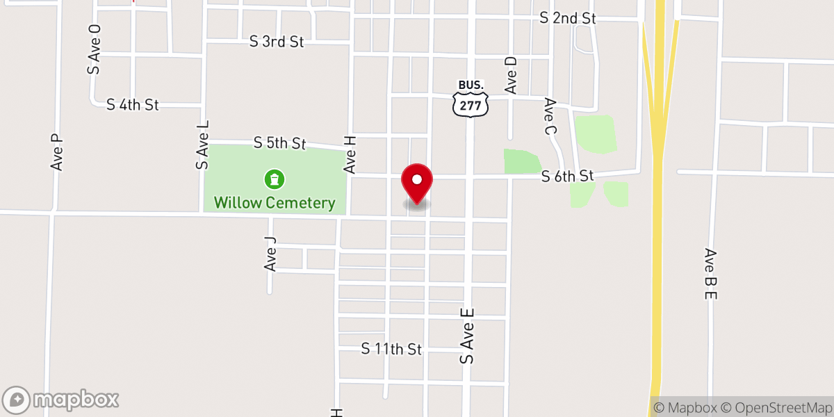 Map showing location of Calvary Baptist Church