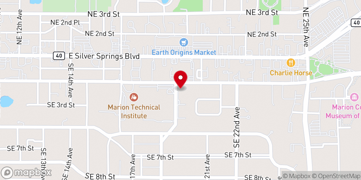 Map showing location of First Christian Church