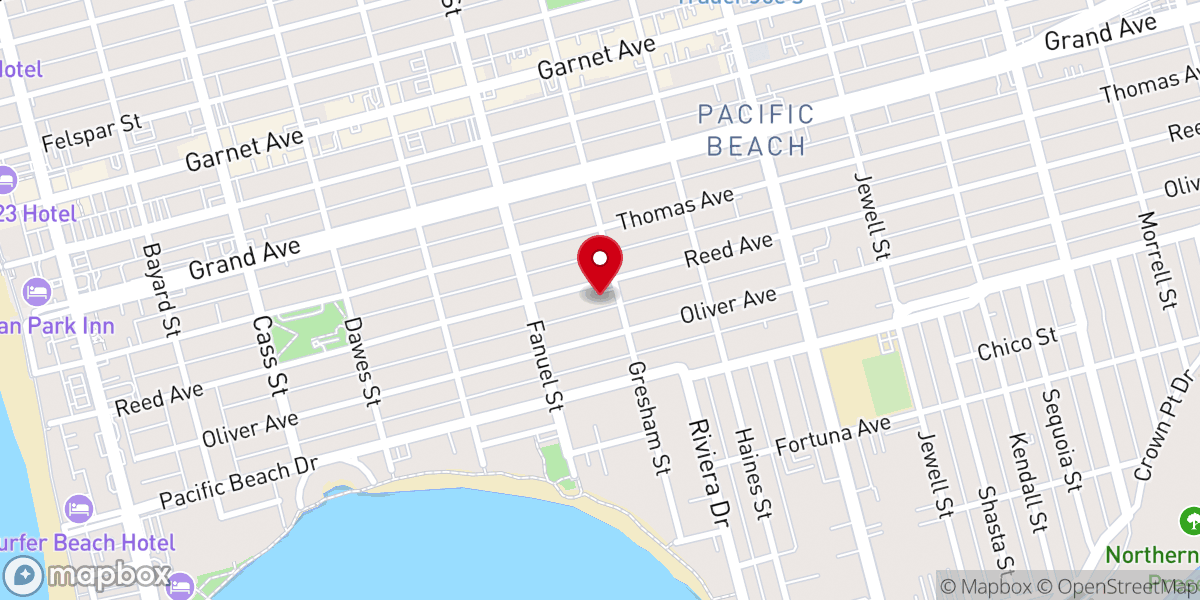 Map showing location of Pacific Beach Bible Church