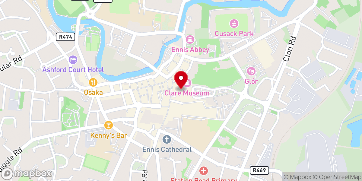 Map showing location of Ennis Walking Tours