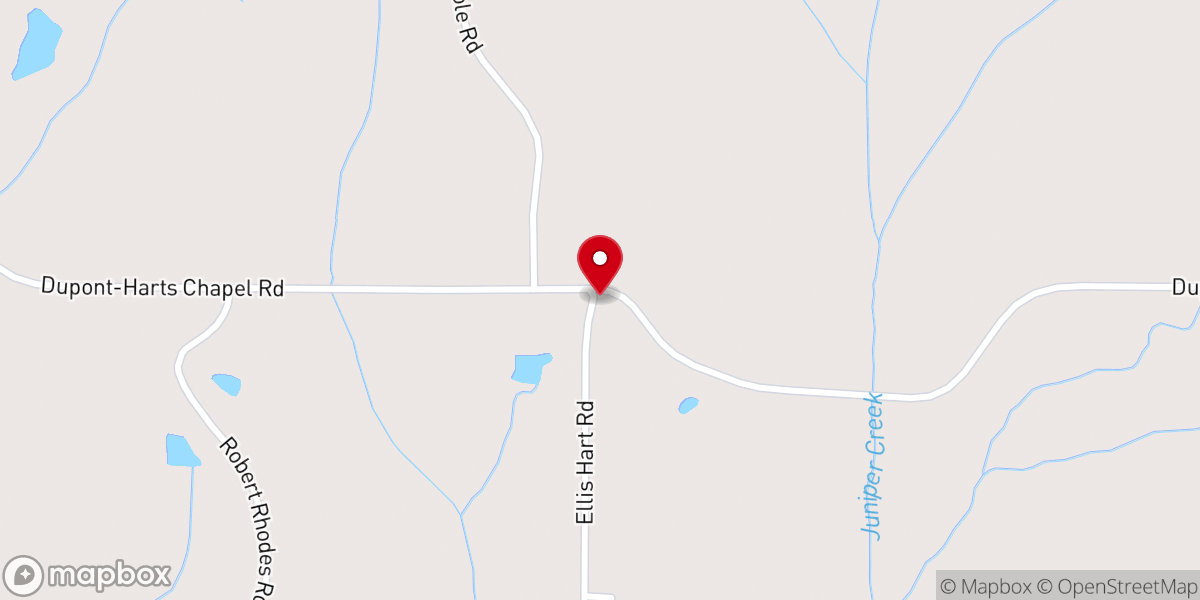 Map showing location of Harts Chapel Baptist Church