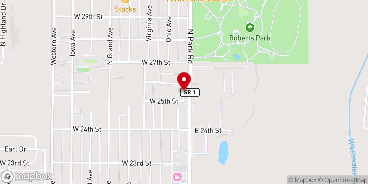 Map showing location of Park Road Christian Center