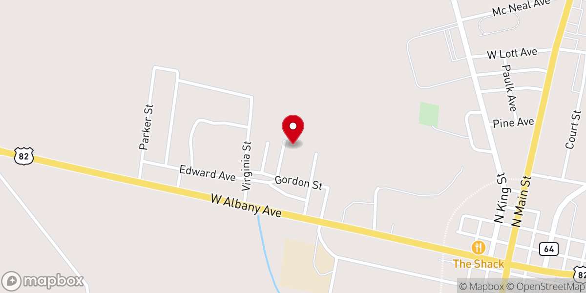 Map showing location of Oak Grove Holiness Church