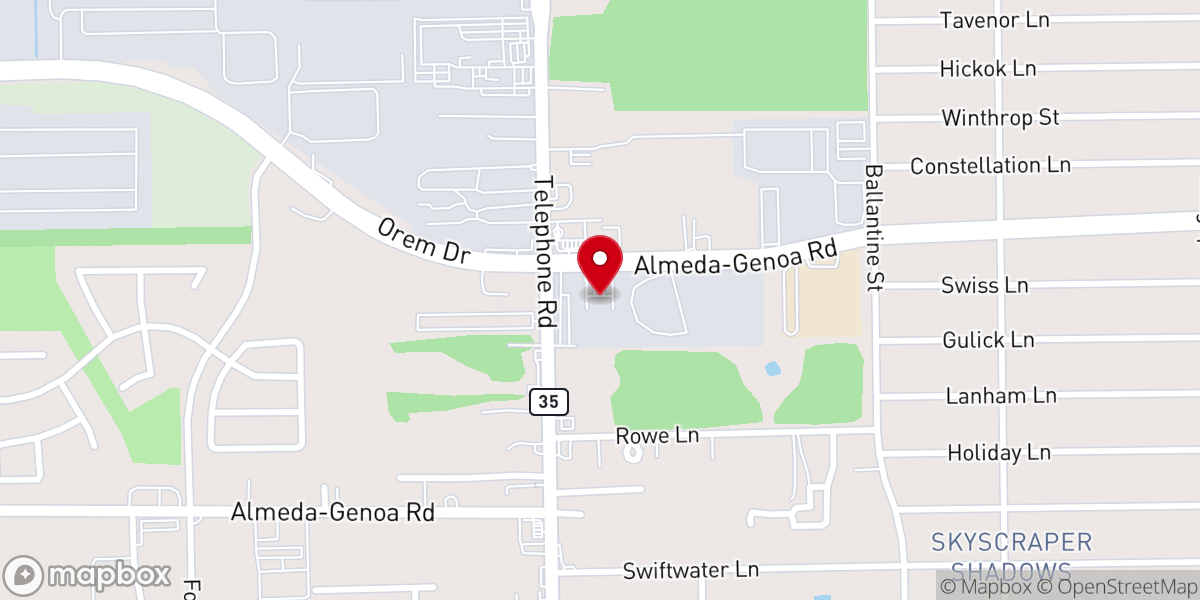 Map showing location of Space City Church