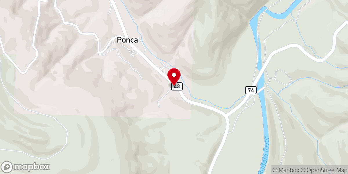 Map showing location of Ponca Bible Camp