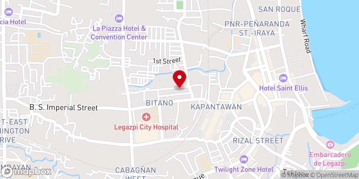 Map showing location of San Vicente Tabaco City Albay